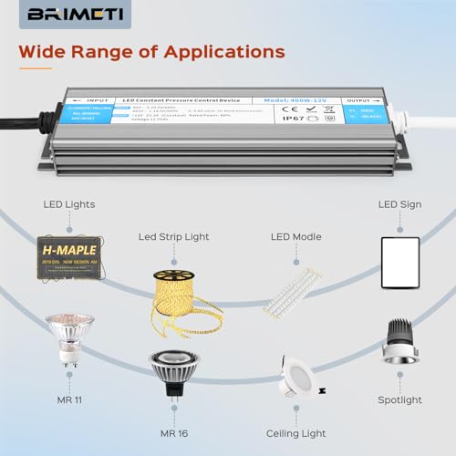 BRIMETI LED Trafo 24V 150W Wasserdicht IP67 LED Treiber Netzteil 6,25A Mit Stecker Schaltnetzteil Transformator AC 230V auf DC 24 Volt Außenbereich, Kompakter Dünner Konstantspannung Niedervolttrafo