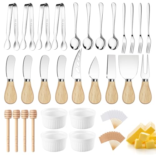 Charcuterie Boards Accessories Charcuterie Utensils Cheese Butter Spreader Knife Set Small Serving Tongs Forks and Spoons Dipping Bowls Honey Dippers Toothpick Flags for Appetizers & Serving Platters