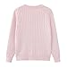Girls Button Down Cardigan Kids Long Sleeve Crewneck Uniform Cable Knit Sweater Chunky Warm Outerwear (Pink, 7-8 Years)
