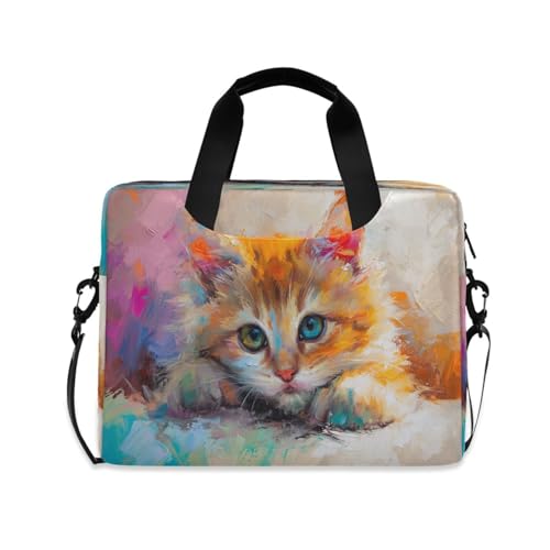 Maletín para laptop con diseño de gato acuarela miniatura 1