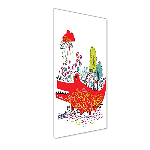 Impression sur verre acrylique 50x125 tableau pour la mur rouge crocodile
