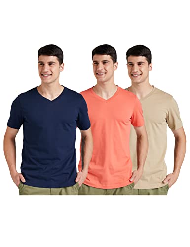 Image of Amazon Brand - Symbol Men's Solid Cotton T Shirt | Plain | V Neck | Half Sleeve-Regular Fit | Combo Pack of 3 (Available in Plus Sizes)