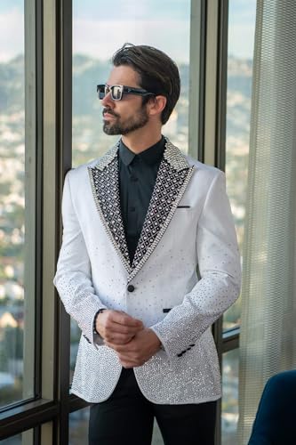 Barabas Men's Rhinestone Peak Lapel Luxury Blazer 2EBL32