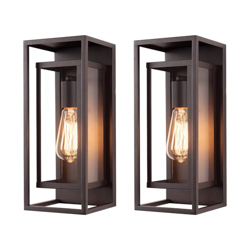 Image of mirrea 14 inch Modern Outdoor Porch Wall Light, Oil Rubbed Bronze, 2 Pack