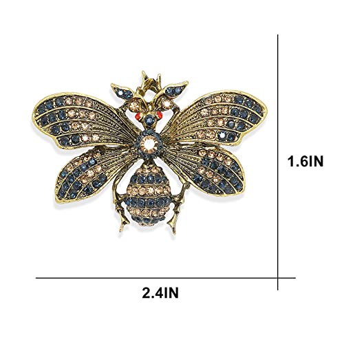 Image of Rhinestone Bee Brooch Vintage Fly Insect Corsage Crystal Moth Brooch Pin
