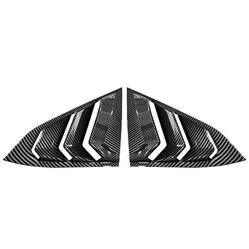 IKON MOTORSPORTS, Window Louvers Compatible with 2016-2021 Honda Civic Sedan 4-Door, Carbon Fiber Print Rear Quarter Panel Window Side Louvers Cover Vent 2PCS, 2017 2018 2019 2020