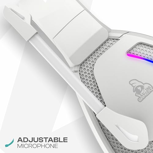 Image of TAG Gamerz Victor RGB White Over-Ear Gaming Headphone Headset | Soft Ear Cups | 50mm Driver| 3.5mm Audio | 7 Color Breathing RGB with USB | 2m Braided Cable | Adjustable Mic for Calling | Mute Button