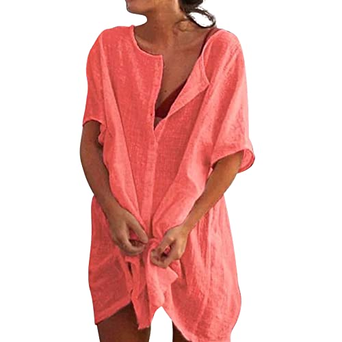 Cubierta para túnica tipo camisa de lino para playa que soluciona la humedad solar