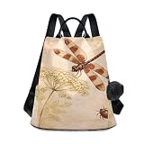 ALAZA Watercolor Retro Dragonfly Dandelion Backpack Purse