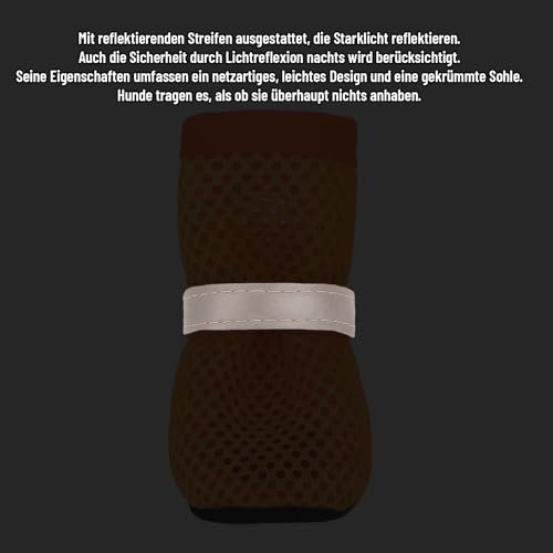 4 Stück Hundeschuhe Pfotenschutz Outdoor, Atmungsaktive Hundeschuhe Für Sommer, Mesh Hunde Schuhe Schutz Vor Verletzungen Und Hitze, Anti-Rutsch Verstellbarem Hundeschuhe Ideal Für Kleine Hunde