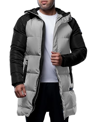 URBAN BUCK Mens Faux Fur Trimmed Hood Puffer Jacket Midweight Winter Down Windproof & Water Repellent Men Climbing Jackets