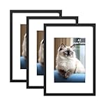 RUN HELIX A2 Picture Frame, 3 Pack Black A2 Frames 42 x 59,4cm for Wall Hanging,A2 Frame with Mount for A3 Prints, Photos, and Posters