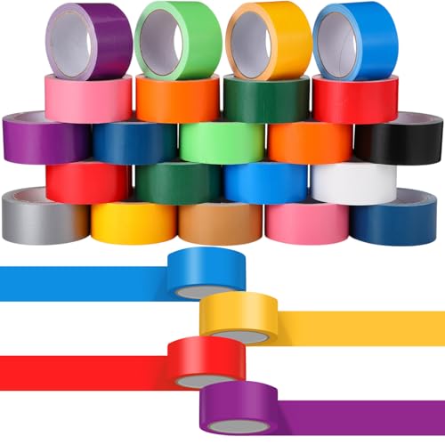 Image of Fainne 24 Pack Colored Duct Tape Bulk, Colorful, 15 Yards X 2 Inches | Heavy Duty Waterproof Colorful Decorative Duct Tape Multi Purposes No Residue Tear by Hand for DIY Indoor Outdoor Use