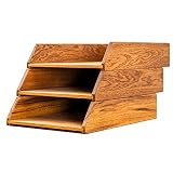 Royal-Office Schreibtisch Ablagefächer Stapelbar Holz 3er Set | Ablage Schreibtisch Organizer Holz Eiche | Dokumentenablage Papierablage Briefablage A4 | Bürobedarf Schreibtisch Zubehör | 35x24,5 cm
