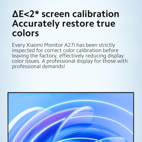 Image of XIAOMI A27i 27 inch Monitor, 100Hz high Refresh Rate, IPS Hard Screen, 7.5mm Ultra-Slim Body, 1080p FHD Resolution, ∆Е<2 Factory Color Calibration for Each Screen, DP 1.4 Supported and Easy mounting
