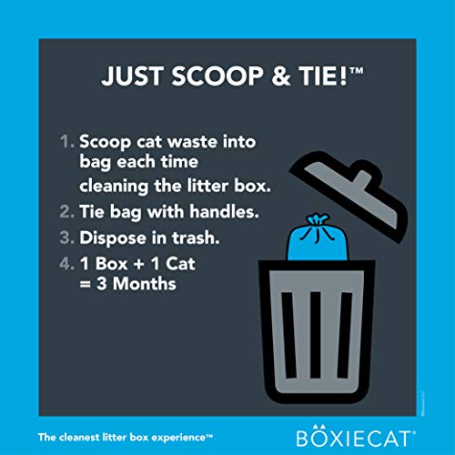 Boxiecat Scoop & Tie Litter Bags – Cat Litter Clump & Poop Bags – Leakproof - Large To Fit Any Scoop – Handles To Conveniently Tie Seal In Odors - Unscented, 1 Count (Pack Of 120) #TOP5