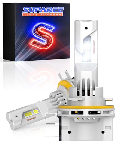 SUPAREE Ampoule H15 Voiture Ampoule Phare H15 Led Blanc 12V 6500K 12000LM 50W Anti Erreur Canbus avec Ventilateur IP68 Taille 1:1 Plug and Play 2 Pièces