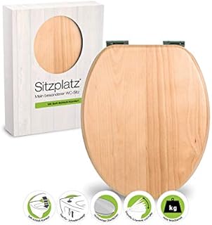 SITZPLATZ® Holz WC-Sitz mit Absenkautomatik Venezia in Buche, Schnellbefestigung, Metallscharnier, robuster Holzkern Klodeckel, WC-Deckel, universale O Form, Klobrille Echtholzfurnier Buche, 40309 2
