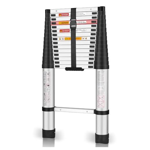 Yvan Telescoping Ladder,15.5 Feet Aluminum Telescopic Extension Ladder,Soft Close Design Multi-Purpose Extendable Ladder for Household Daily or Hobbies,330 Lb Capacity