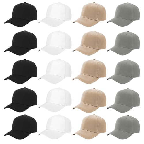 Image of Wholesale 20-Pack Solid Baseball Caps - DIY, Breathable, Adjustable Fit