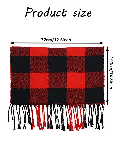 2 Pack Kids Plaid Warm Scarf Cashmere Feel Shawls Scarves Unisex Winter Wraps (Red and Black Square)2