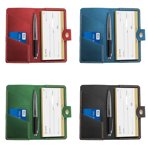 Leather checkbook holder, Checkbook cover handmade, For Women and Men, Christmas gifts (Brown)4