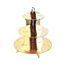 MINGZE Soporte de 3 Niveles para Pasteles, Bandeja para Tartas, Soporte de Torta, Reutilizable, Redondo de cartón de Oro, Soporte de exhibición de Boda de cumpleaños, Altura 34.5cm, 30cm de Ancho