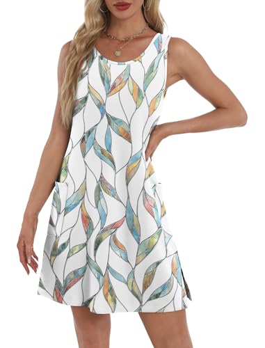 Image of BKRIVE Coverup Summer Dresses for Women 2026 Eyelet Casual Loose Sleeveless Sundresses Tank Dresses with Pockets
