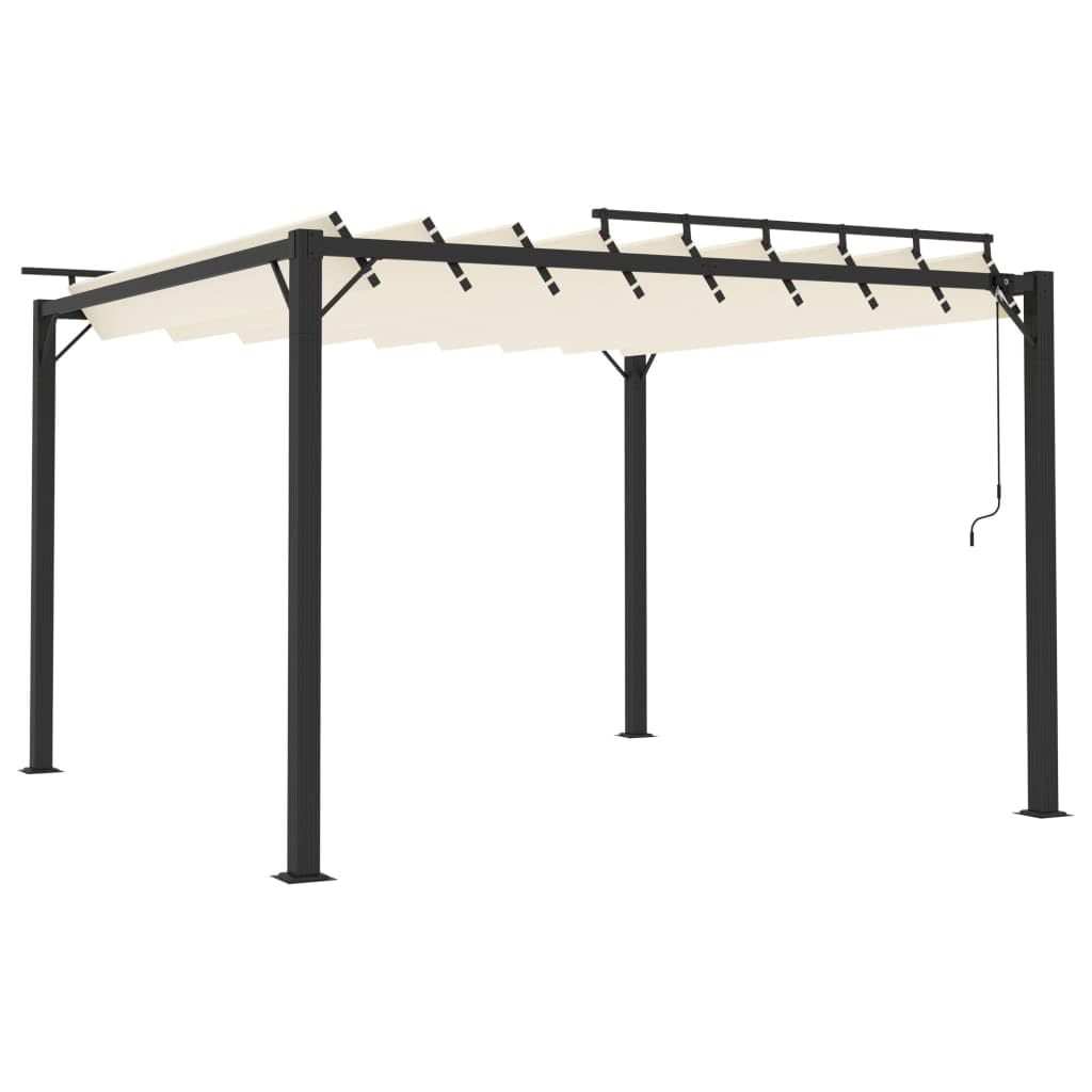 Pergola & Tonnelle moderne en aluminium Crème Tente de fête avec toit à lamelles réglable pour jardin, terrasse, piscine (3 x 3 x 2,05/2,25 m)