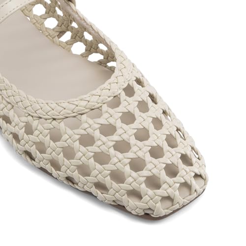 DREAM PAIRS Ballerinas Damen Woven Ballerinas Mary Jane Flats Elegante Bequeme mit quadratischer Zehenpartie für Arbeit Freizeit Reisen Alltag,Size 40,Beige,SDFA26006W