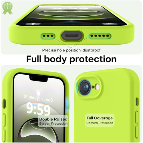 Image of LOVE 3000 Designed for iPhone 16e /17e Case, Premium Silicone with [Soft Anti-Scratch Microfiber Lining] Shockproof Protective Phone Case for Holsters 6.1 inch, Fluorescent Green
