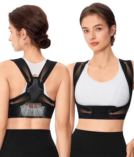 URSEXYLY Posture Corrector for Women Breathable Back Brace For Posture Adjustable Back Straightener Support for Neck Shoulder Clavicle and Upper Back Pain Relief(2XL/3XL,Black)