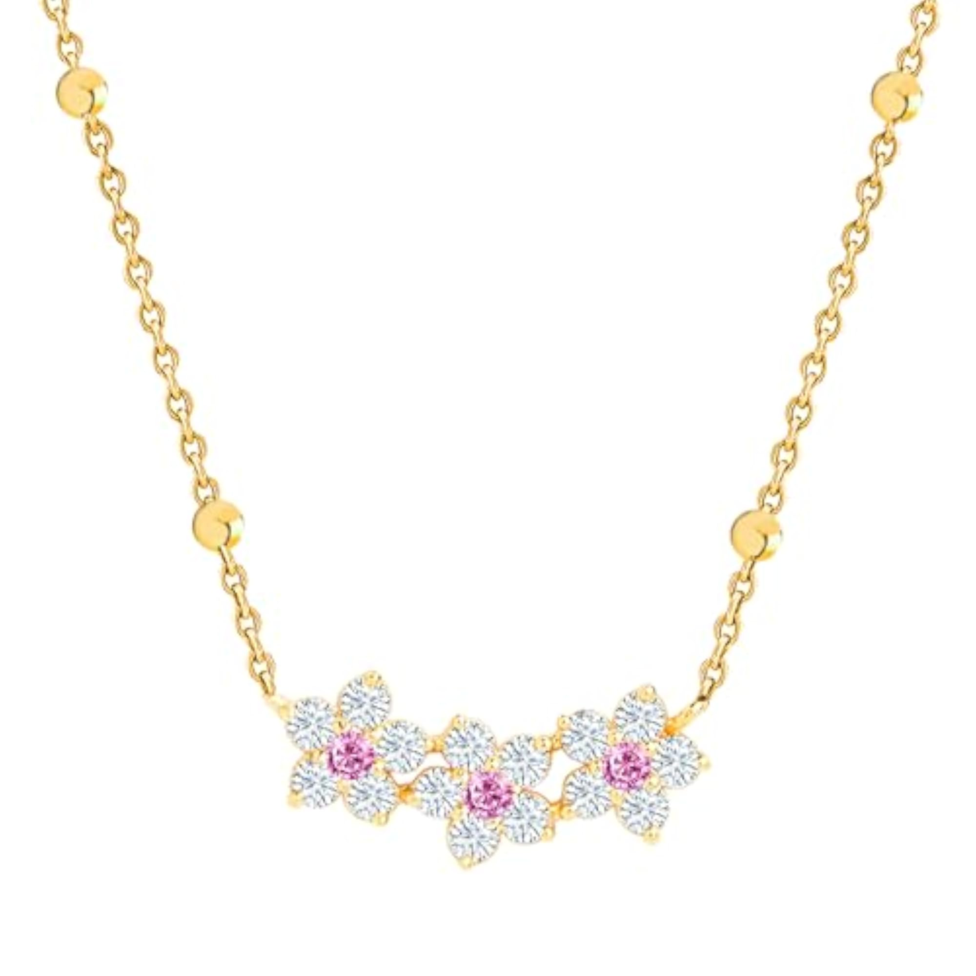 Women's 14K Plated Pendant Necklace with Austrian Cubic Zirconia
