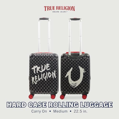 True Religion 22.5 Inch Carry-On Luggage, Hardshell Rolling Suitcase With Spinner Wheels, Black2