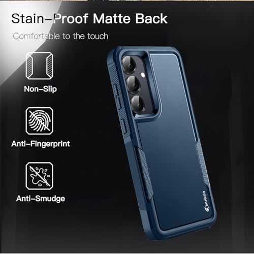 Image of KARWAN Shockproof Back Case Cover Compatible with Samsung Galaxy S23 FE, Heavy Duty Case with 360 Degree Camera Protection, Dual Layer Rugged Bumper Protection Cover with Matte Finish (Blue)