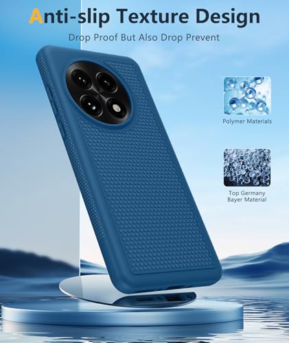 Image of FNTCASE for OnePlus 13 Case: 14FT Heavy Duty Military Grade Drop Protection for One Plus 13 Case, Non-Slip Anti-Fingerprint Shockproof Matte Soft TPU Phone Cover - Blue