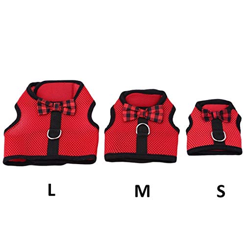 Image of Rabbit Harness with Leash Adjustable Soft Mesh Vest Harness for Bunny Kitten Guinea Pig Rat (L, Red)