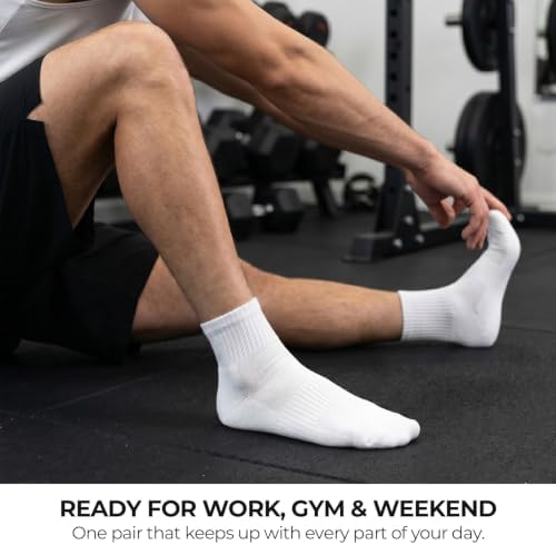 Josnown Mens Cushioned Athletic Quarter Ankle Socks 5 Pairs Combed Cotton - 5