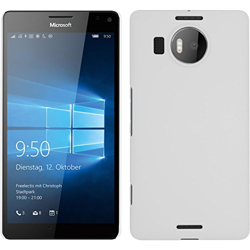 PhoneNatic Funda Rígida Compatible con Microsoft Lumia 950 XL - Goma Blanco - Cover Cubierta + Protector de Pantalla