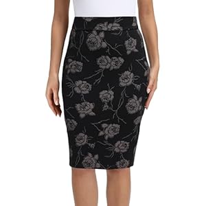 Urban CoCo Women’s Elastic Waist Stretch Bodycon Midi Pencil Skirt