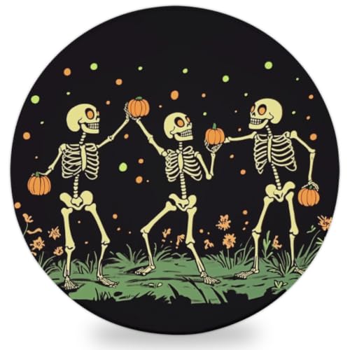 Image of Drink Coasters Set of 1, Funny Skeletons Round Ceramic Coasters