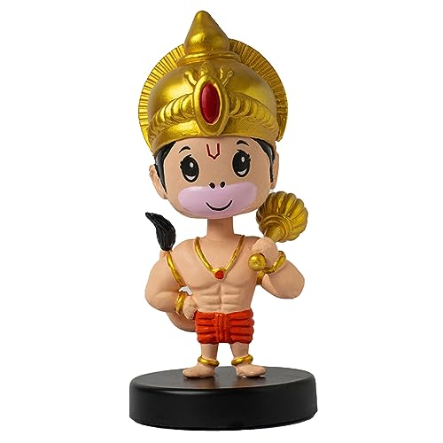 Image of Lord Hanuman Ji Murti Bobblehead for Home Entrance, Idol for Car Dashboard, Home Decor Items, Office Desk, God Statue for Good Luck, Superhero Action Figure, Gifting Kids, Little Gada Figurine