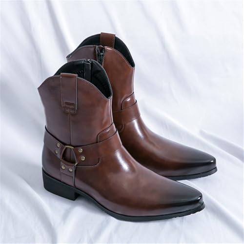 Men's Western Boots, Cowboy Boots For Men, Men's Outdoor Casual Leather Boots with Zipper2
