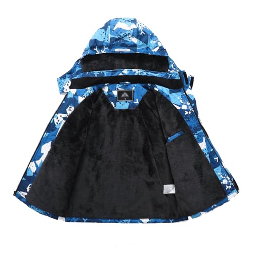 Image of Kid's Ski Jacket Waterproof Winter Coat Boy's and Girl's Fleece Snowboarding Jackets with Detachable Hood