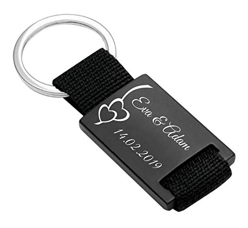 Preisvergleich Produktbild Schlüsselanhänger Alicante Schwarz mit individueller Gravur