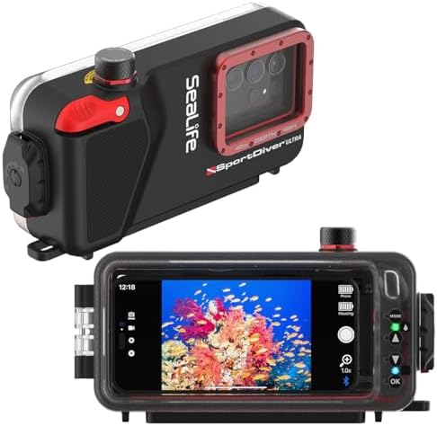 SeaLife SportDiver Ultra Underwater Smartphone Scuba Housing โ Dive to 130', Waterproof Photography, Easy Camera Controls, with Leak Alarms, Fits Most Phones