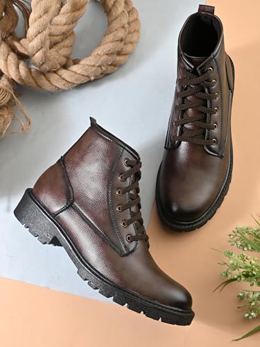 Image of Prolific Men's Ankle Lace-up Boots | High Ankle Boot| Formal, Office & Casual Wear Shoes | Soft Cushioned Insole, Slip-Resistance, Dynamic Feet Support, Arch Support & Shock Absorption