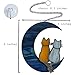 Cat Stained Glass Suncatcher – Cat on Moon Real Glass Window Hanging – Unique Modern Design Wall Art for Home or Garden Décor – Perfect Feline Lover Gift