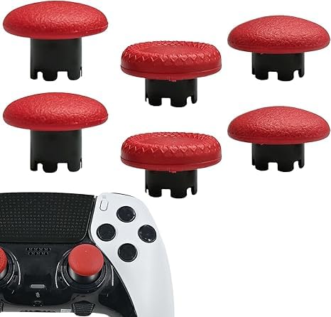 6 in 1 Interchangeable Thumbsticks for PS5 Dualsense Edge Controller(Red)