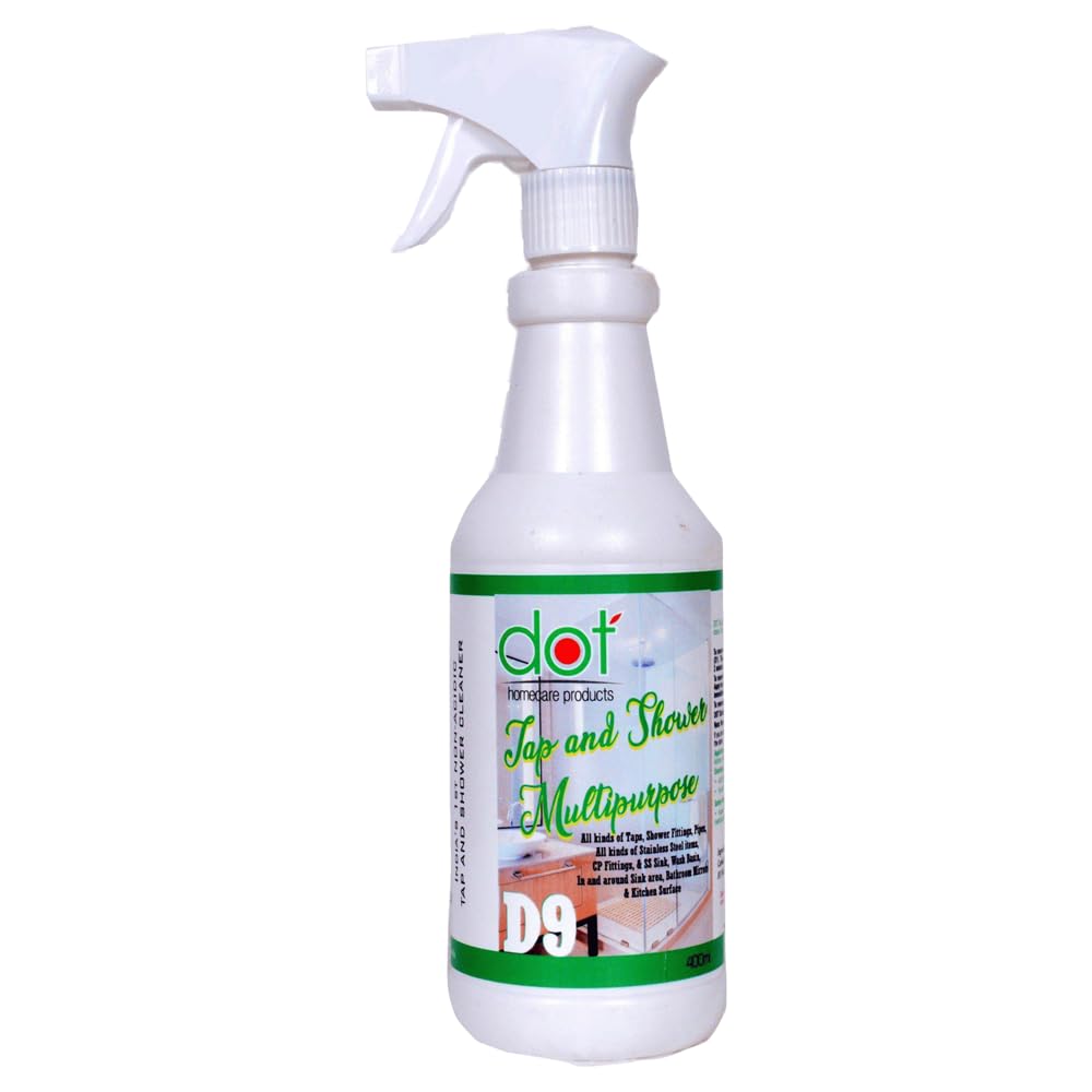 DOT Tap, Shower, Kitchen Surface, Mirror, Multipurpose Cleaner 400ml | 0% HCL acid, Enamel Friendly For Branded & Elite Fittings, SS Sink For White Patches - INSECT REPELLENT - ESSENTIAL Oil (B09ZHDDKH8) Amazon Price History, Amazon Price Tracker
